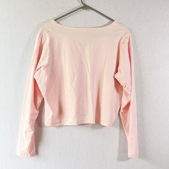NEW VINTAGE LONG SLEEVE CROPPED HENLEY  CHERRY BLOSSOM / 3X - Picture 2 of 6